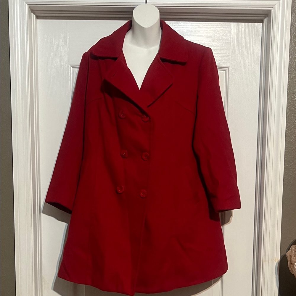 Women's Red Double-Breasted Coat size L